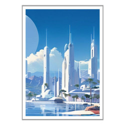 Wandbild 'Futurristische Stadt'