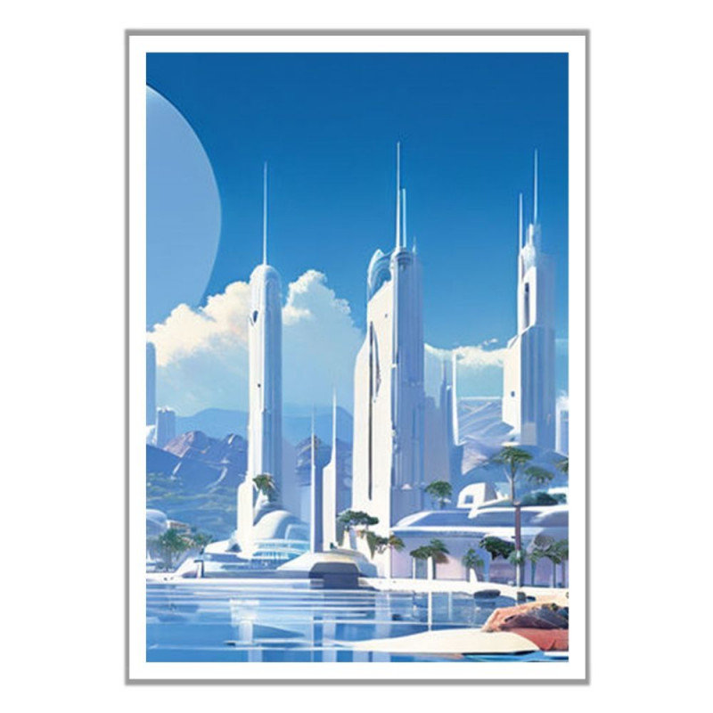 Wandbild 'Futurristische Stadt'