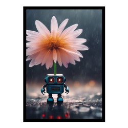 Wandbild 'Roboter mit Blume'