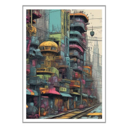 Wandbild 'Düstere Stadt in einer Welt'