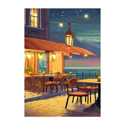 Wandbild 'Romantische Terrasse bei Nacht – Atmosphärisch'