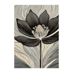 Wandbild 'Elegante Linienkunst – Schwarze Blume'