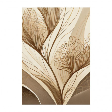 Wandbild 'Blumenlinien Design – Beige Illustrationen'