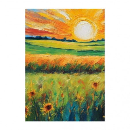 Wandbild 'Das Sonnen Blumen Feld   Acrylmalerei'