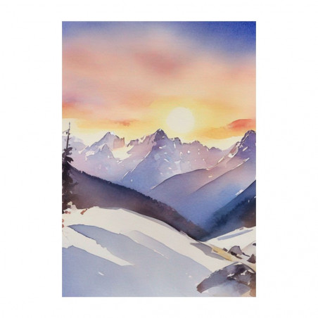 Wandbild 'Schöner Sonnenaufgang gemalt mit Aquarell'